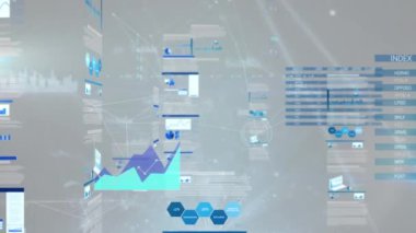 Siyah arkaplanda veri işleme ve bağlantı ağının animasyonu. Küresel teknoloji, bilgisayar ve dijital arayüz kavramı dijital olarak oluşturulmuş video.