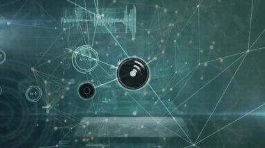 Veri işleme simgeleriyle bağlantı ağının animasyonu. Dijital olarak oluşturulmuş küresel bağlantılar, bilgisayar, iş, finans ve veri işleme kavramı.