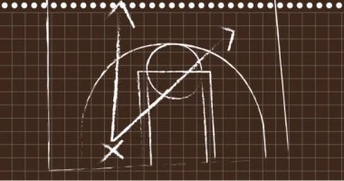 Kahverengi arka planda oyun planının animasyonu. Küresel spor ve dijital arayüz kavramı dijital olarak oluşturulmuş video.