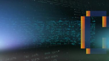 Veri işleme ve şehir manzarası istatistiklerinin animasyonu. Küresel iş, finans ve veri işleme kavramı dijital olarak oluşturulmuş video.