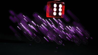 Siyah arkaplanda mor çizgilerin animasyonu. Soyut arkaplan, şablon ve hareket kavramı dijital olarak oluşturuldu.