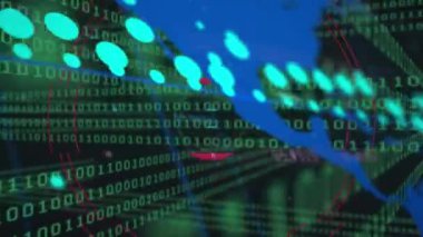 Dünya haritası üzerinde veri işleme animasyonu. küresel iş ve dijital arayüz kavramı dijital olarak oluşturulmuş video.