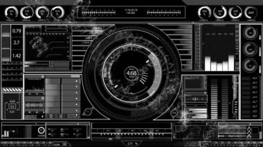 Siyah arkaplanda DNA iplikçikleri üzerinde tarama yaparak veri işleme animasyonu. Küresel bilim, bilgisayar ve dijital arayüz kavramı dijital olarak oluşturulmuş video.