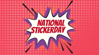 Kırmızı arkaplanda ulusal çıkartma günü metninin animasyonu. Dijital olarak oluşturulmuş küresel sosyal medya, bilgisayar ve dijital arayüz kavramı.