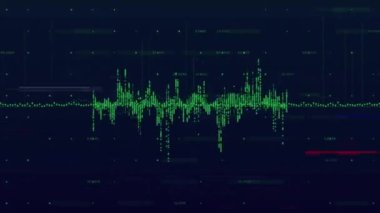 Siyah arka plandaki veri işleme üzerindeki parazitin canlandırması. Teknoloji, bilgisayar ve dijital arayüz kavramı dijital olarak oluşturuldu.