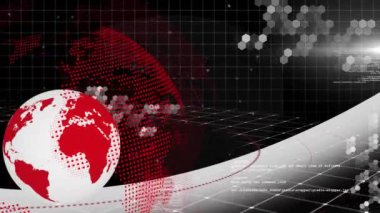 Dünya üzerinde veri işleme animasyonu. küresel iş ve dijital arayüz kavramı dijital olarak oluşturulmuş video.