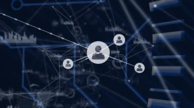 Toplantı odasında teknolojiyi kullanan insanlar. Küresel internet güvenliği dijital arayüz teknolojisi ve bağlantılar konsepti dijital olarak oluşturulmuş video.