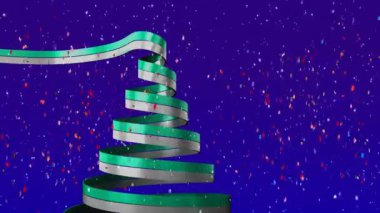 Mavi arka planda dönen yıldızların üzerine düşen kar animasyonu. Noel kış geleneği ve dijital olarak üretilen video konsepti.