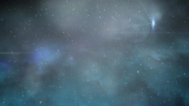 Kara uzayda kar, ışık ve bulutların animasyonu. Noel, gelenek ve kutlama konsepti dijital olarak oluşturuldu.