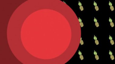 Hareket eden ananas simgelerinin üzerindeki beneklerin animasyonu. Soyut arkaplan ve dijital arayüz kavramı dijital olarak oluşturulmuş video.