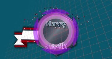 Bağımsızlık Günü 'nün animasyonu, matematiksel denklemler ve veri işleme. Amerikan vatanseverliği, bilim, bağlantılar ve dijital olarak üretilen video işleme kavramı.