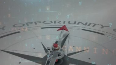 Asma kilit ve veri işleme üzerinde metin olan pusula animasyonu. Küresel iş, finans ve veri işleme kavramı dijital olarak oluşturulmuş video.