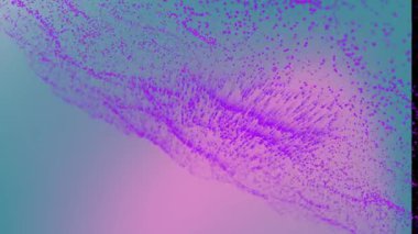 Pembe arkaplanda ilerleyen mor neon örgü animasyonu. Renk ve hareket kavramı dijital olarak oluşturulmuş video.