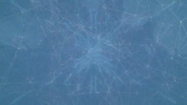 Mavi arkaplandaki bağlantılar, noktalar ve çizgiler için animasyon. Ağ, bağlantılar, iletişim ve teknoloji konsepti dijital olarak oluşturulmuş video.