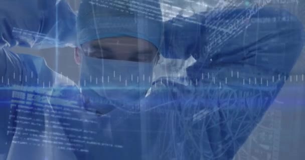 Cette Vidéo Montre Chirurgien Masculin Portant Masque Chirurgical Dans Bloc — Video