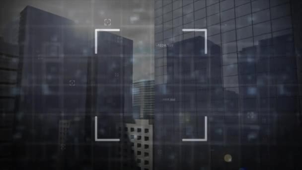 Üzerinde Tarama Yüksek Binalarda Birden Fazla Değişen Sayının Animasyonu Teknolojisi — Stok video