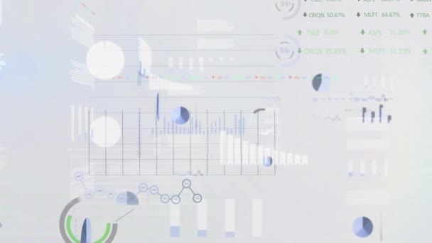 Animation Der Datenverarbeitung Auf Weißem Hintergrund Globales Business Und Digitales — Stockvideo