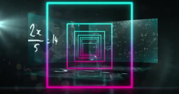 Animation Eines Neon Tunnels Nahtlosem Muster Über Mehrere Bildschirme Mit — Stockvideo