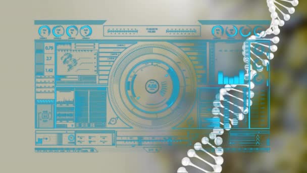 Animação Dna Processamento Dados Tela Digital Conceito Biologia Humana Ciência — Vídeo de Stock