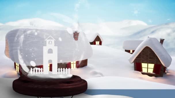 Animation Boule Neige Noël Sur Sapins Noël Hiver Concept Célébration — Video