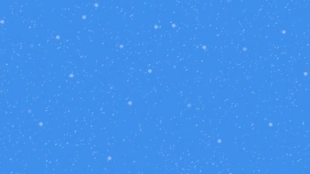Анімація Векторних Сніжинок Снігу Падають Синій Фон Цифрове Згенерування Ілюстрація — стокове відео