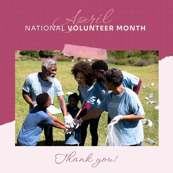 Samenstelling Van Nationale Vrijwillige Maandtekst Vrijwilligers Het Park Nationale Vrijwilliger — Stockfoto