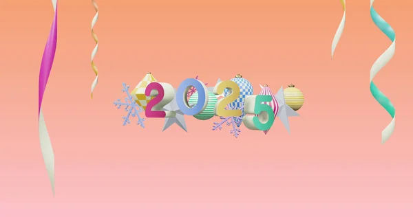 Imagine Numărului 2025 Noul Decorațiuni Crăciun Fundal Roz Revelion Sărbătoare — Fotografie, imagine de stoc