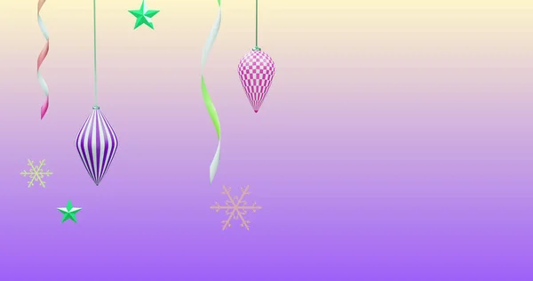Изображение Новогодних Рождественских Украшений Фиолетовом Фоне Новый Год Празднование Праздник — стоковое фото