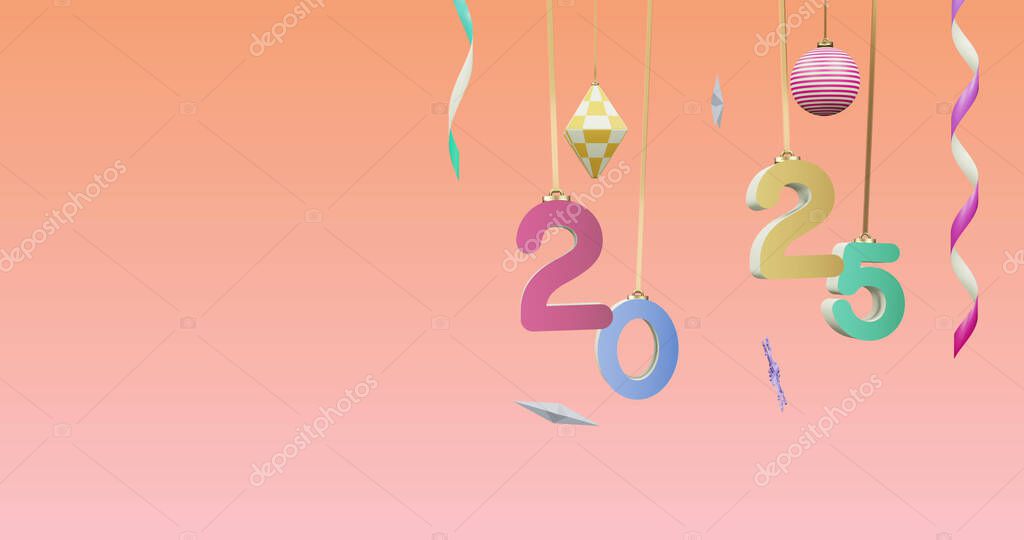 Imagen de 2025 número sobre año nuevo y decoraciones de Navidad sobre