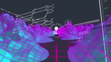 Veri işleme ve bağlantı ağının animasyonu. Dijital olarak oluşturulmuş küresel bağlantılar, iş, finans ve veri işleme kavramı.