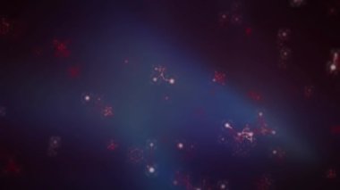Siyah arkaplan üzerinde moleküllerin animasyonu. Sosyal medya ve dijital arayüz konsepti dijital olarak oluşturulmuş video.
