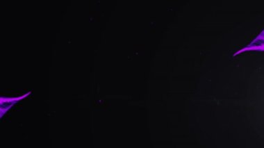 Işık noktalarının üzerinde hareket eden şekillerin animasyonu. Soyut arkaplan ve dijital arayüz kavramı dijital olarak oluşturulmuş video.