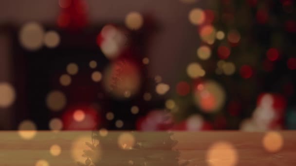 Animación Manchas Luz Sobre Fondo Borroso Navidad Tradición Concepto Celebración — Vídeos de Stock
