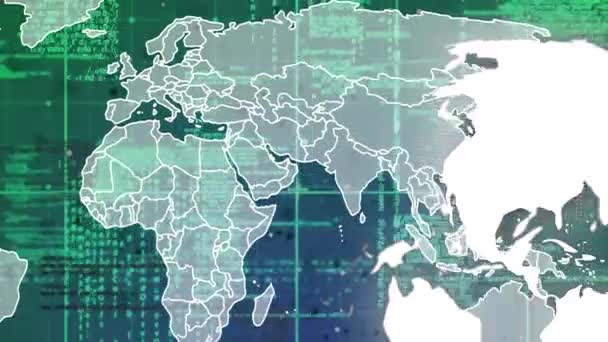 Animazione Dell Elaborazione Dei Dati Globo Mappa Del Mondo Sfondo — Video Stock