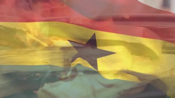 Animation Der Flagge Der Ghanas Über Dem Grill Nationalflaggen Und — Stockvideo