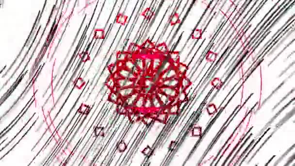 Animace Červeného Modrého Kruhového Skeneru Zpracovávajícího Červené Kaleidoskopické Tvary Černé — Stock video