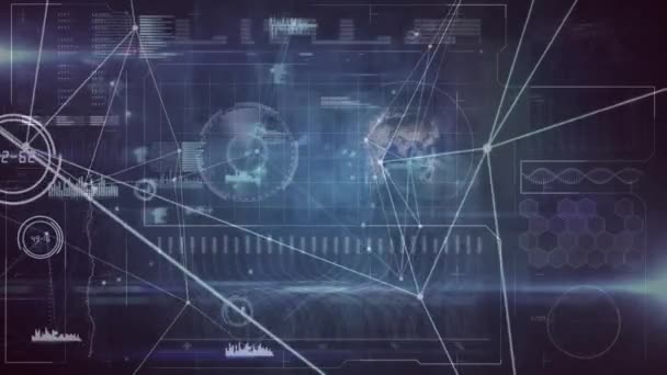 Animation Des Netzwerks Von Verbindungen Über Die Datenverarbeitung Globales Business — Stockvideo