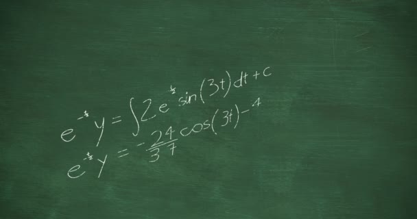 Animação Equações Matemáticas Sobre Fundo Verde Conceito Educação Global Tecnologia — Vídeo de Stock