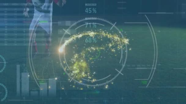 스캐닝 라이트 스팟을 데이터 애니메이션 글로벌 스포츠 컴퓨팅 디지털 인터페이스 — 비디오