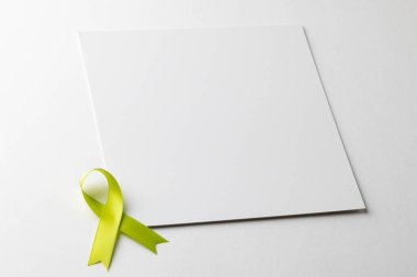 Açık yeşil STD sağlık farkındalığı şeridi ve siyah fotokopi alanı kompozisyonu, beyaz arka planda. Tıp, sağlık ve sağlık farkındalığı kavramı.