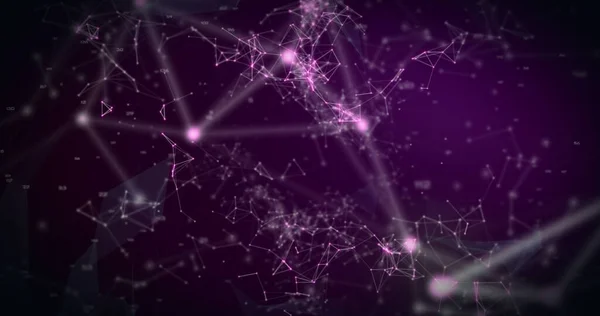 Зображення Мережі Язків Фіолетовому Фоні Глобальна Обробка Даних Концепція Єднань — стокове фото