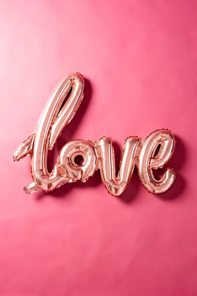 Vertical Metallic Pale Pink Love Text Balloon Pink Background Copy — Photo