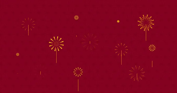 Εικόνα Πυροτεχνημάτων Κόκκινο Φόντο Κινέζικο Νέο Έτος Παράδοση Και Εορταστική — Φωτογραφία Αρχείου