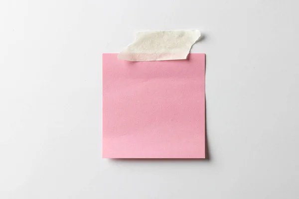 Nota Adhesiva Rosa Con Cinta Adhesiva Espacio Copia Sobre Fondo — Foto de Stock