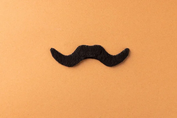 Composition Fake Black Moustache Orange Background Copy Space Fake Moustache — Stock Photo, Image