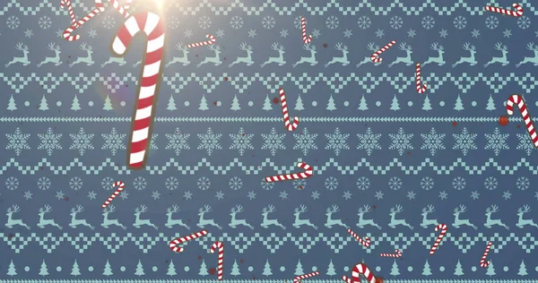 クリスマスのキャンディがクリスマスの食感に落ちるイメージ クリスマス冬伝統お祝いのコンセプトデジタルで生成されたイメージ — ストック写真