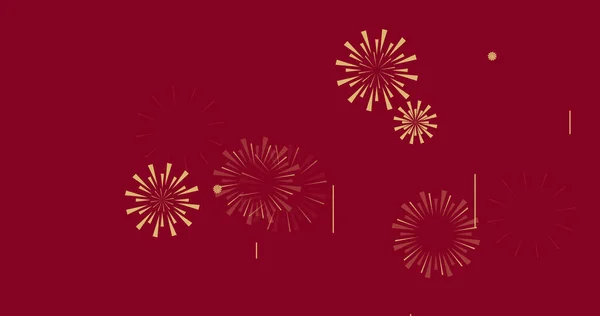 Wizerunek Fajerwerków Czerwonym Backkrgound Chiński Nowy Rok Tradycja Koncepcja Uroczystości — Zdjęcie stockowe