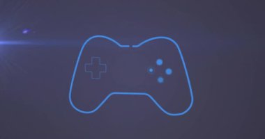 Işık yollarının üzerinde gamepad simgesinin canlandırılması. Sosyal medya ve dijital arayüz konsepti dijital olarak oluşturulmuş video.