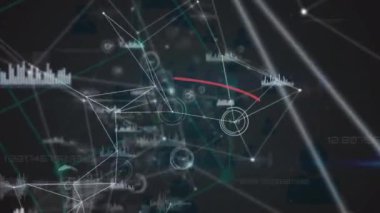 Bağlantılar ve veri işleme ağlarının animasyonu. Dijital olarak oluşturulmuş küresel bağlantılar, iş, finans, hesaplama ve veri işleme kavramı.