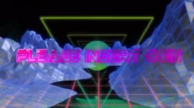 Lütfen parlayan desen ve metaevren üzerine bozuk para metni girin. Dijital olarak oluşturulan video oyunu, veri işleme ve hesaplama kavramı.